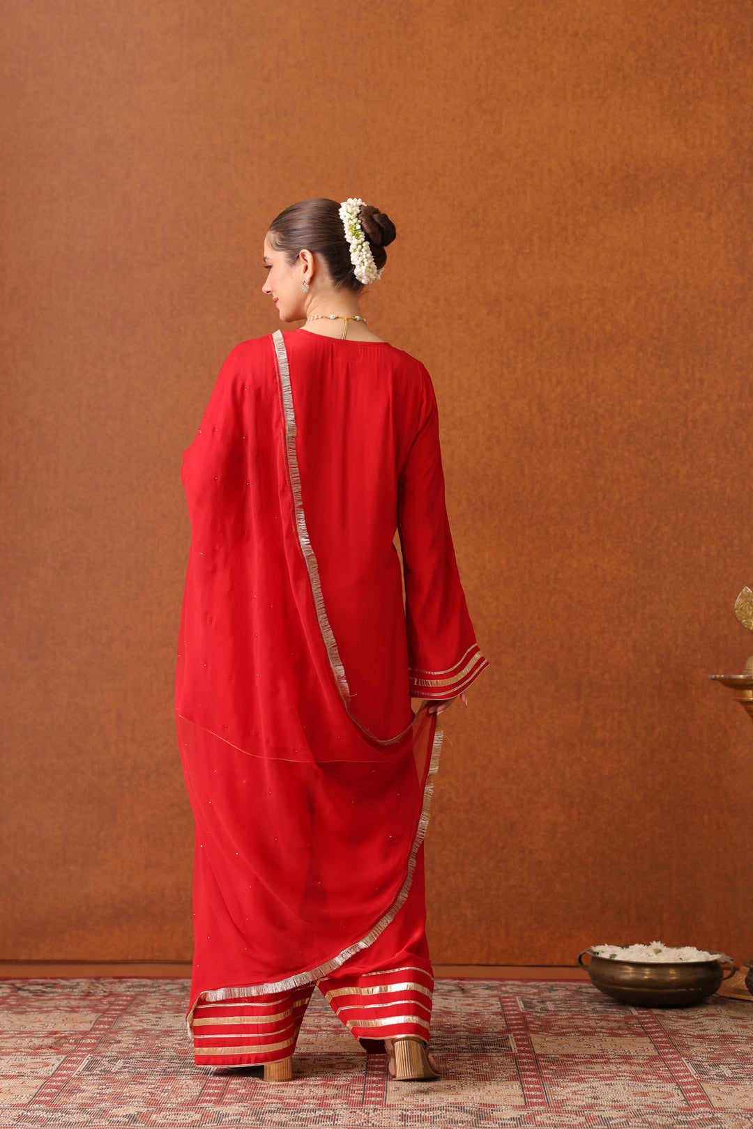 Suraahi Red Crepe Gota Farshi Set
