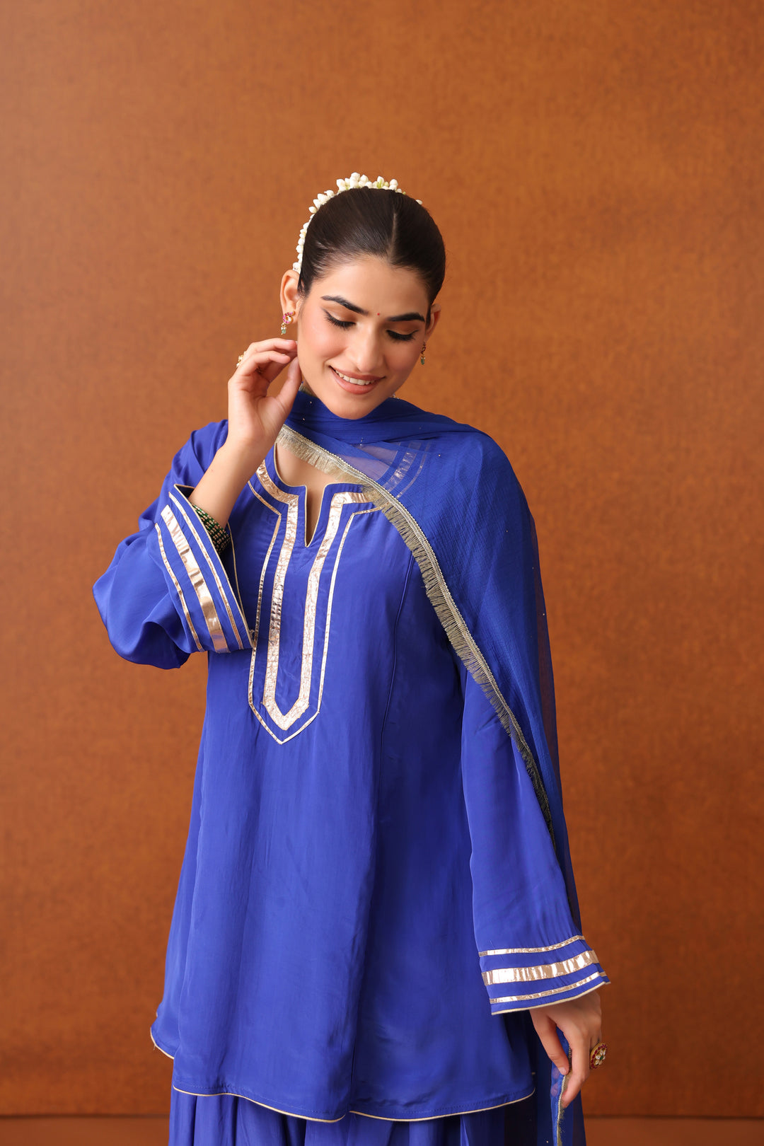 Veda Blue Crepe Gota Farshi Set