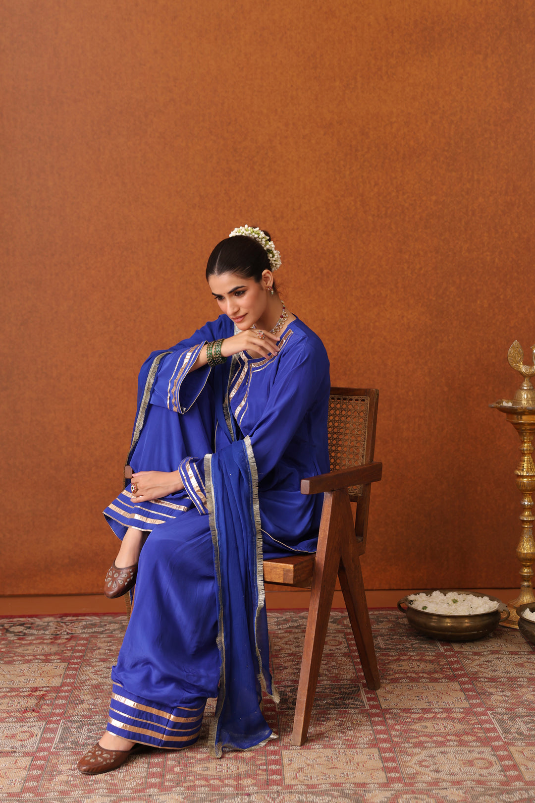 Veda Blue Crepe Gota Farshi Set