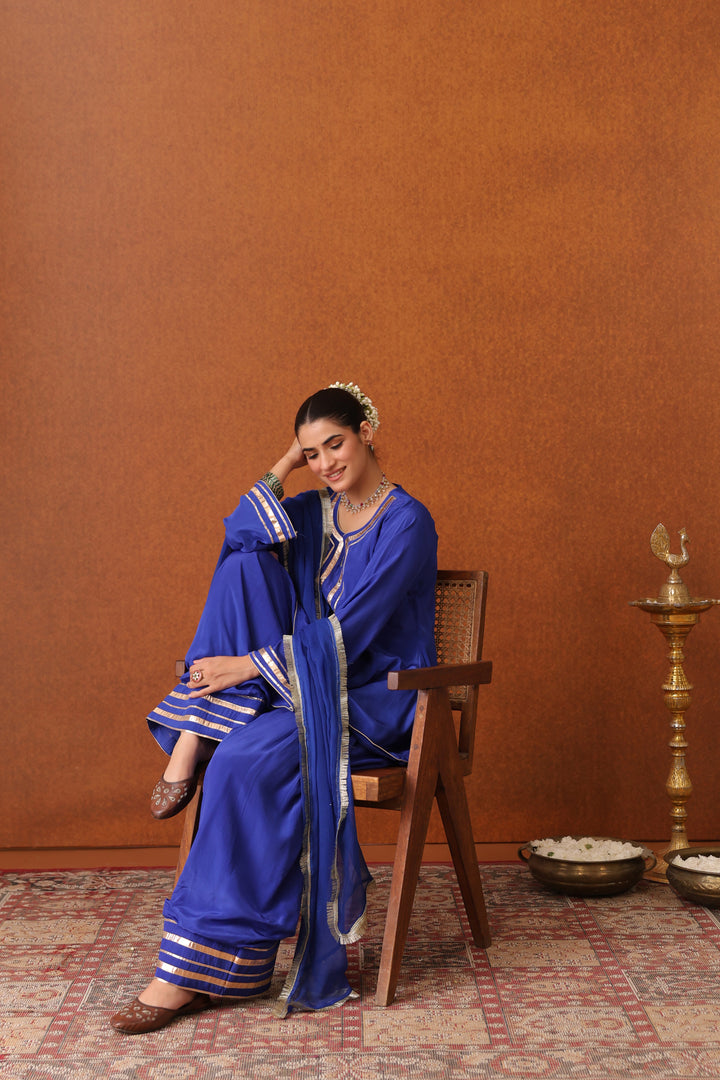 Veda Blue Crepe Gota Farshi Set