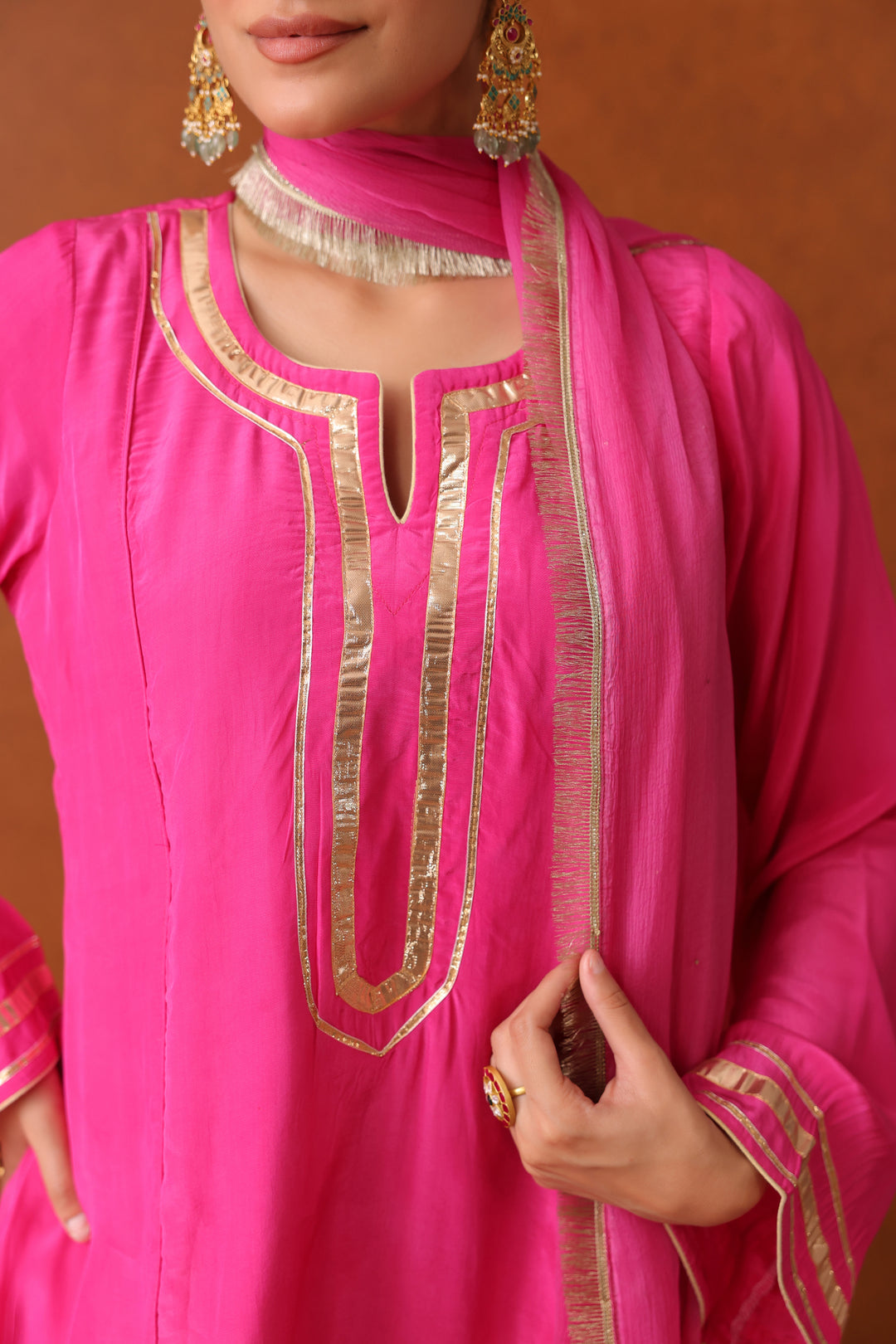 Arushi Gulabi Crepe Gota Farshi Set