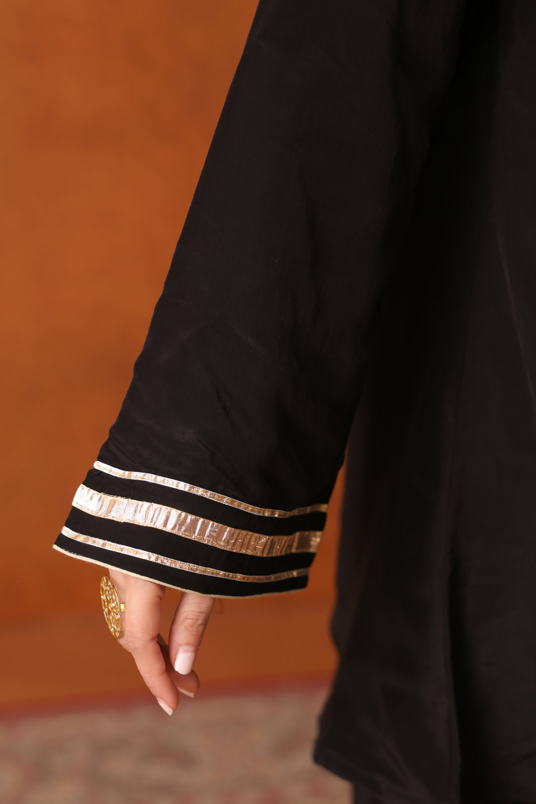 Girija Black Crepe Gota Farshi Set