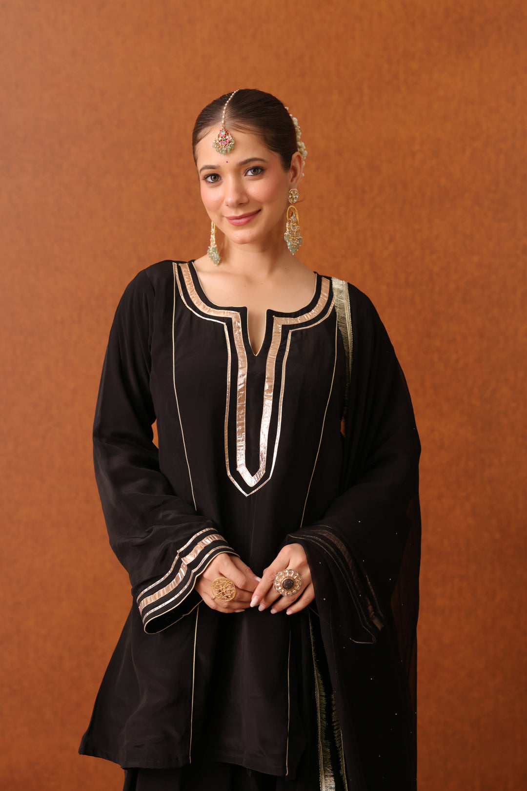 Girija Black Crepe Gota Farshi Set