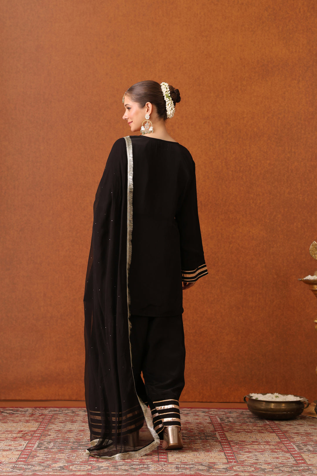 Girija Black Crepe Gota Farshi Set