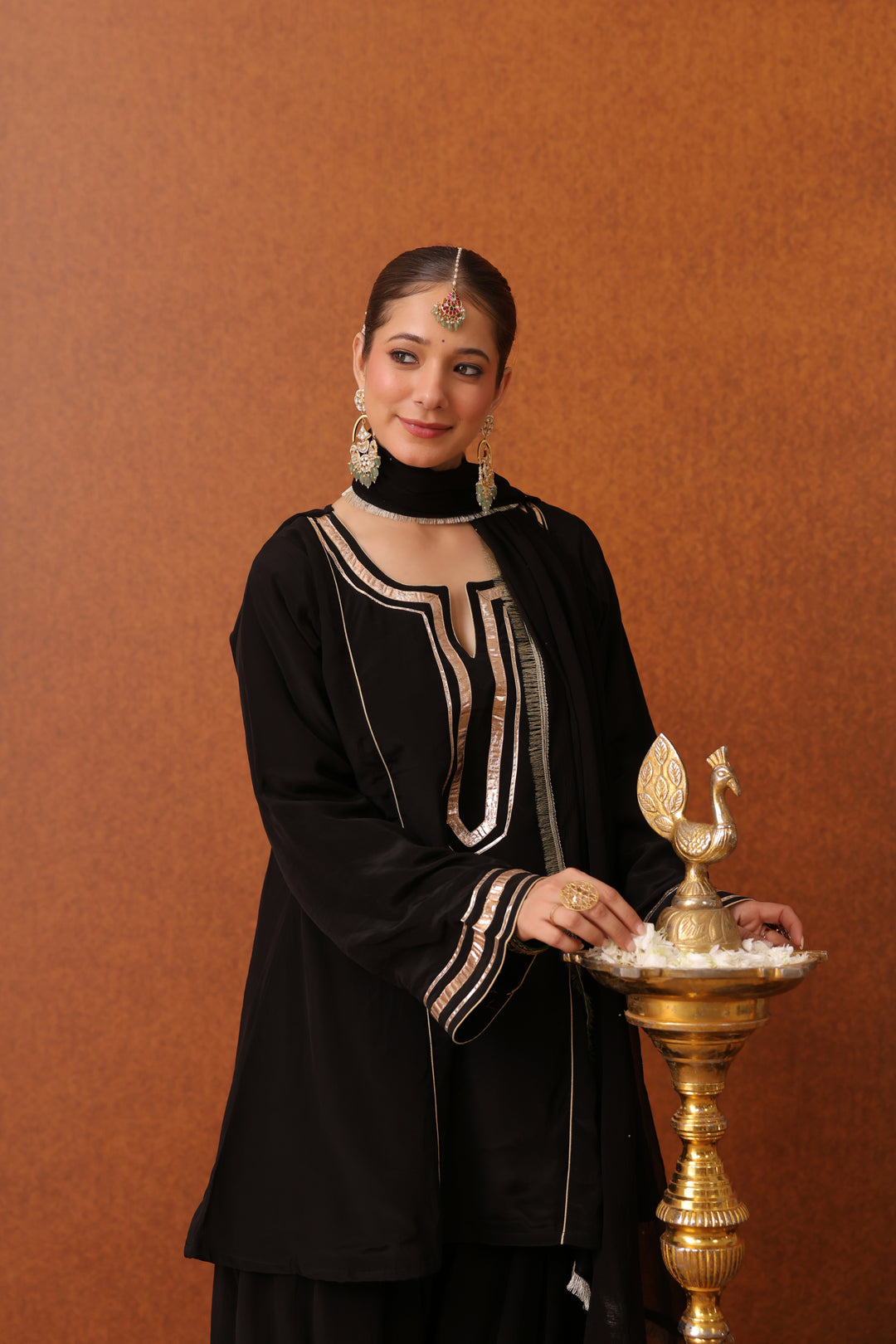 Girija Black Crepe Gota Farshi Set