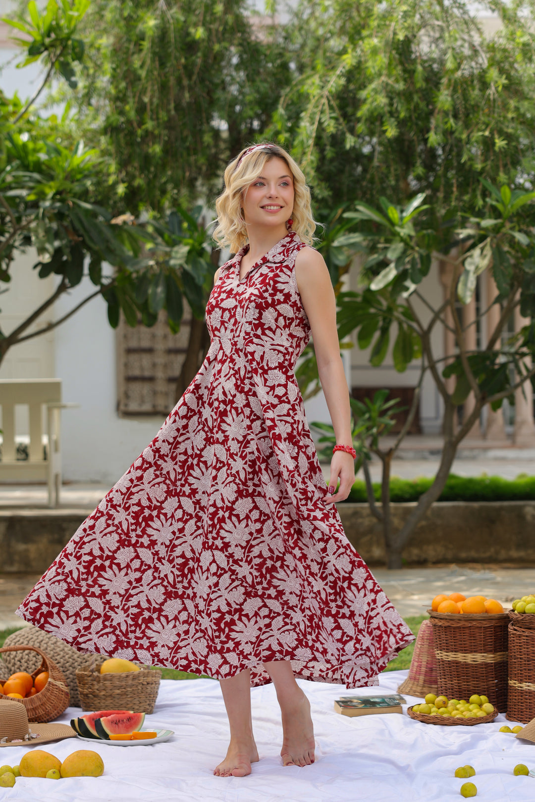 Irina Red Cotton Dress