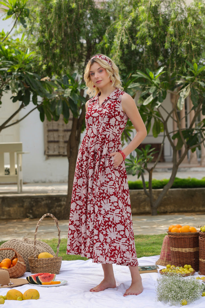 Irina Red Cotton Dress