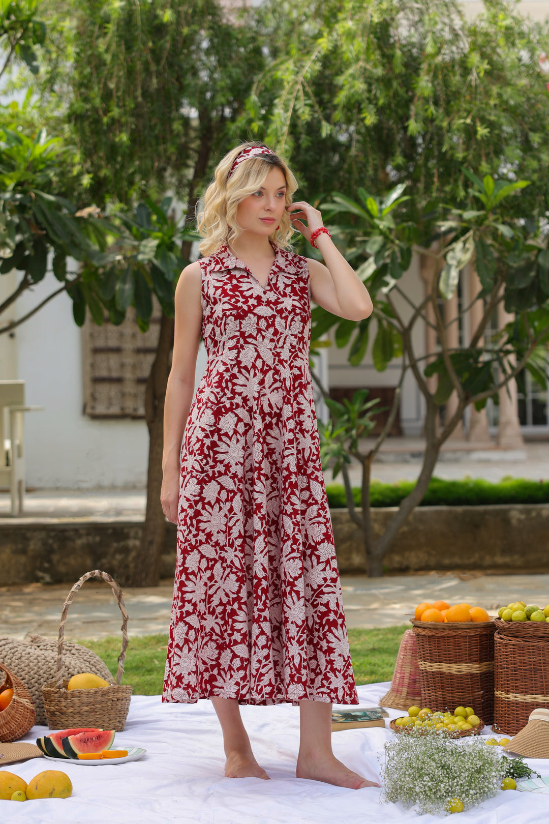 Irina Red Cotton Dress