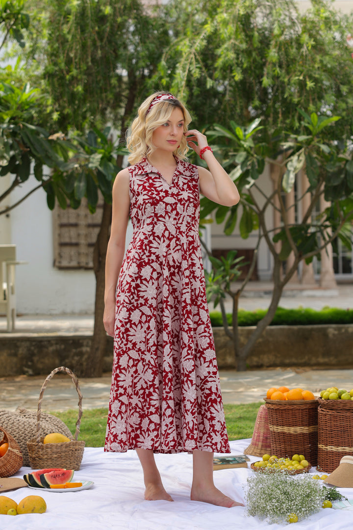 Irina Red Cotton Dress