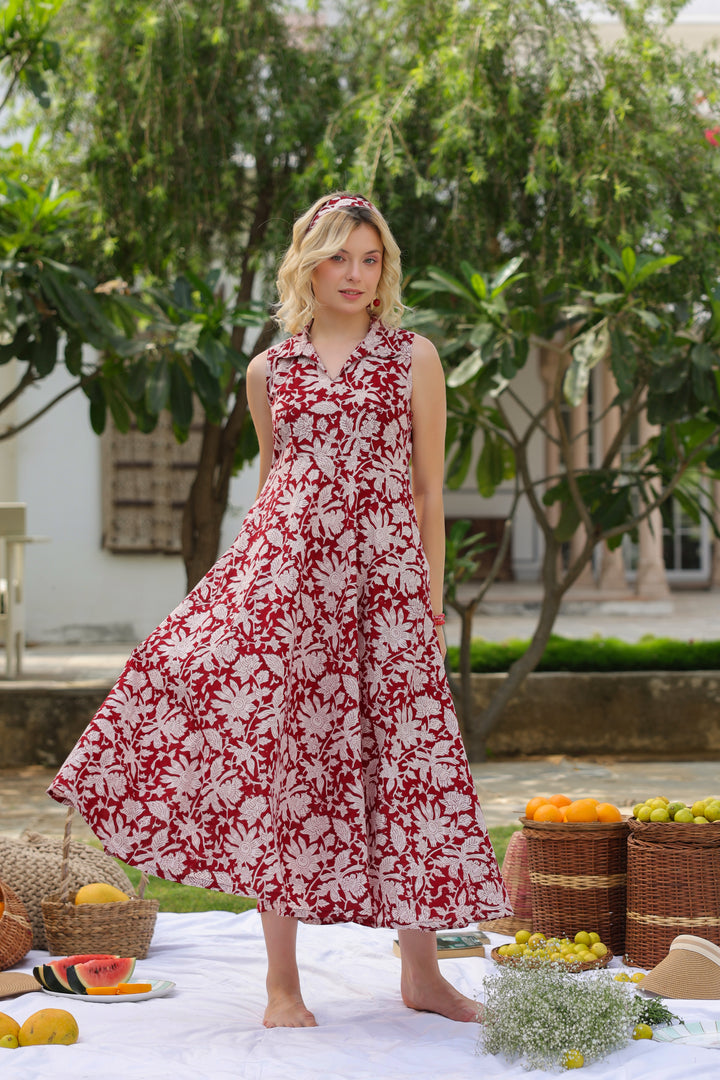 Irina Red Cotton Dress