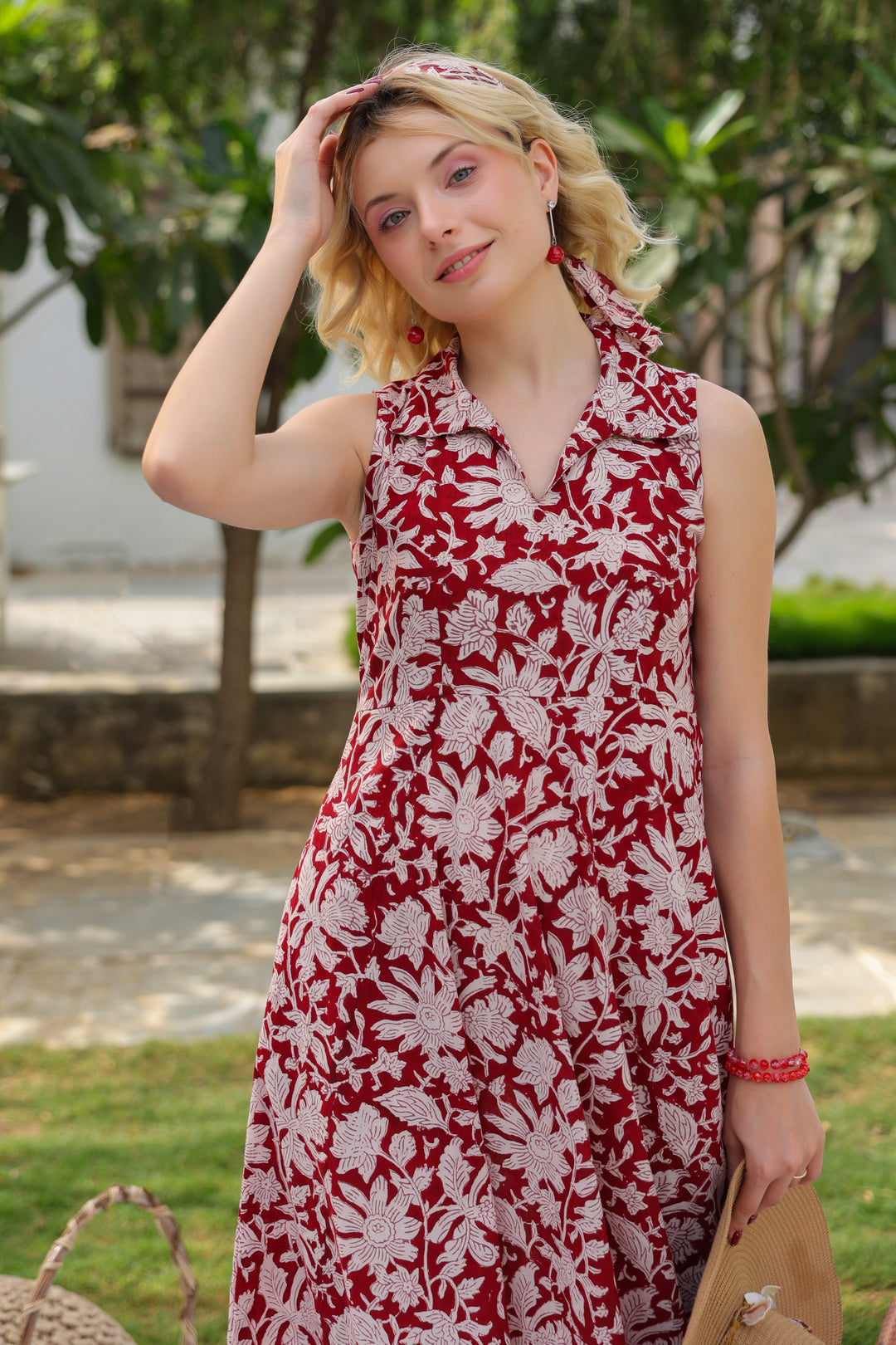 Irina Red Cotton Dress