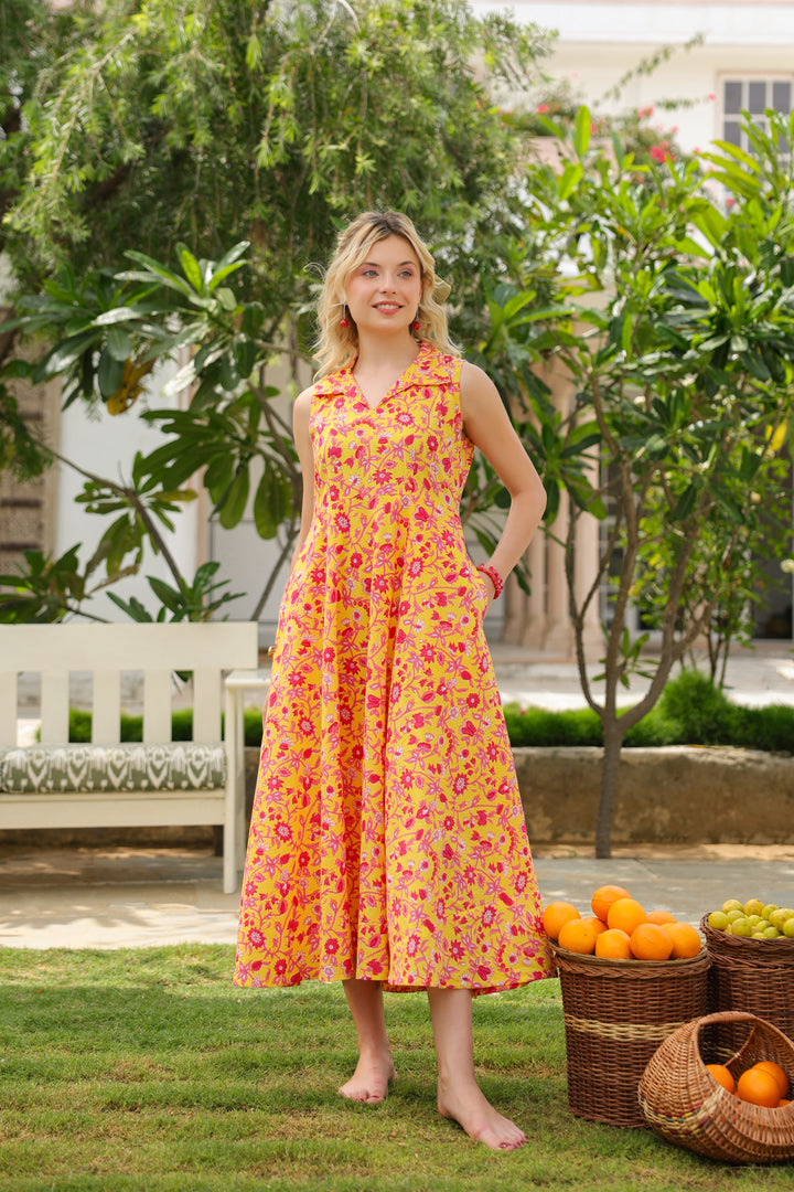 Eliza Yellow Cotton Dress
