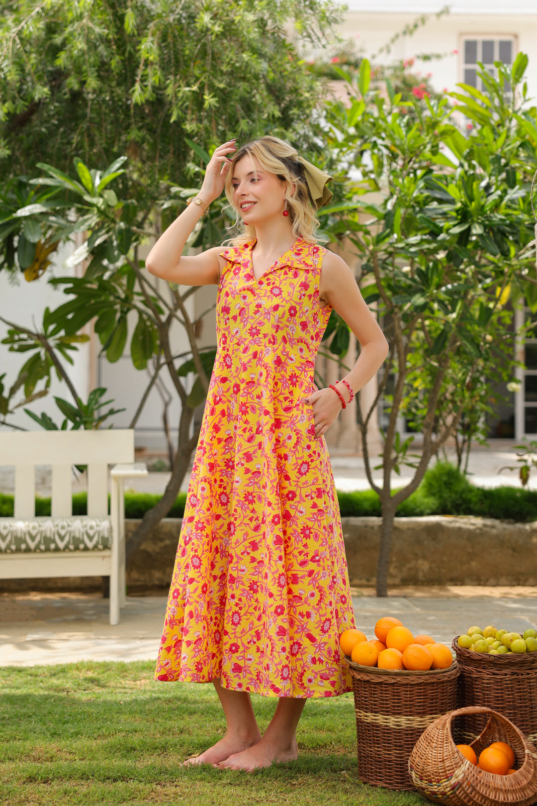 Eliza Yellow Cotton Dress