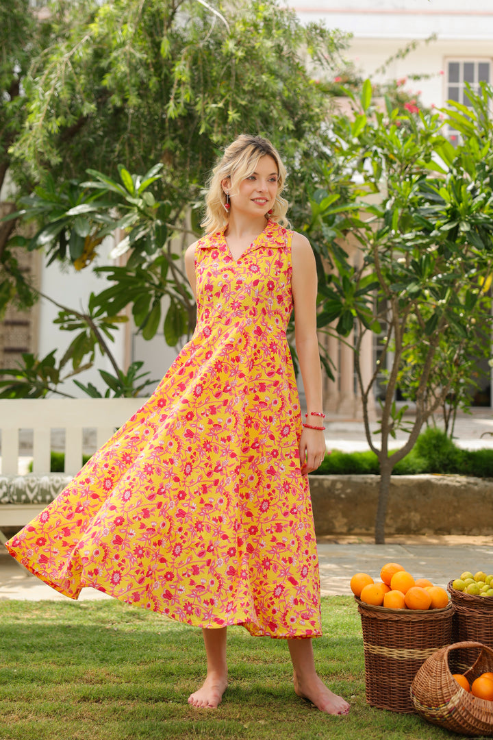 Eliza Yellow Cotton Dress