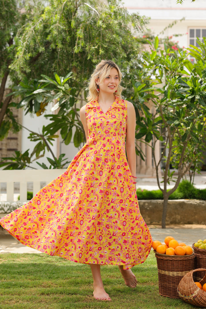 Eliza Yellow Cotton Dress