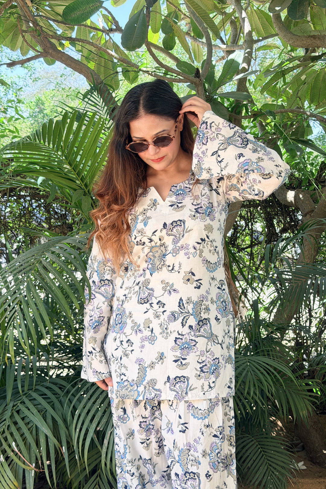 White Printed Farshi Salwar Set