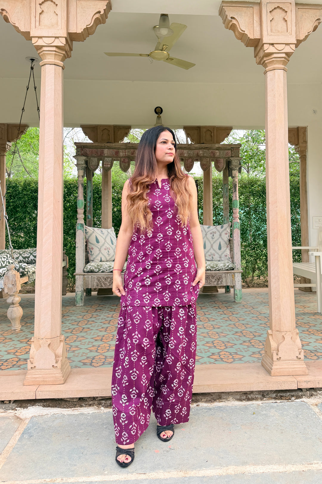 Farshi Wine Ikkat Set