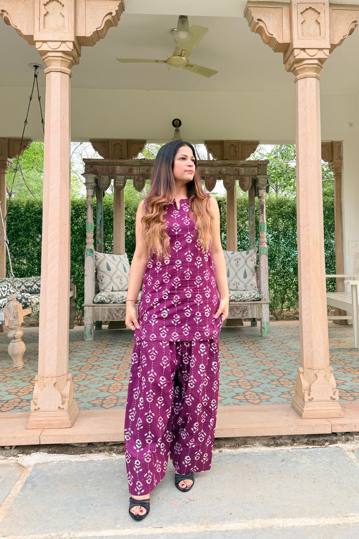 Farshi Wine Ikkat Set