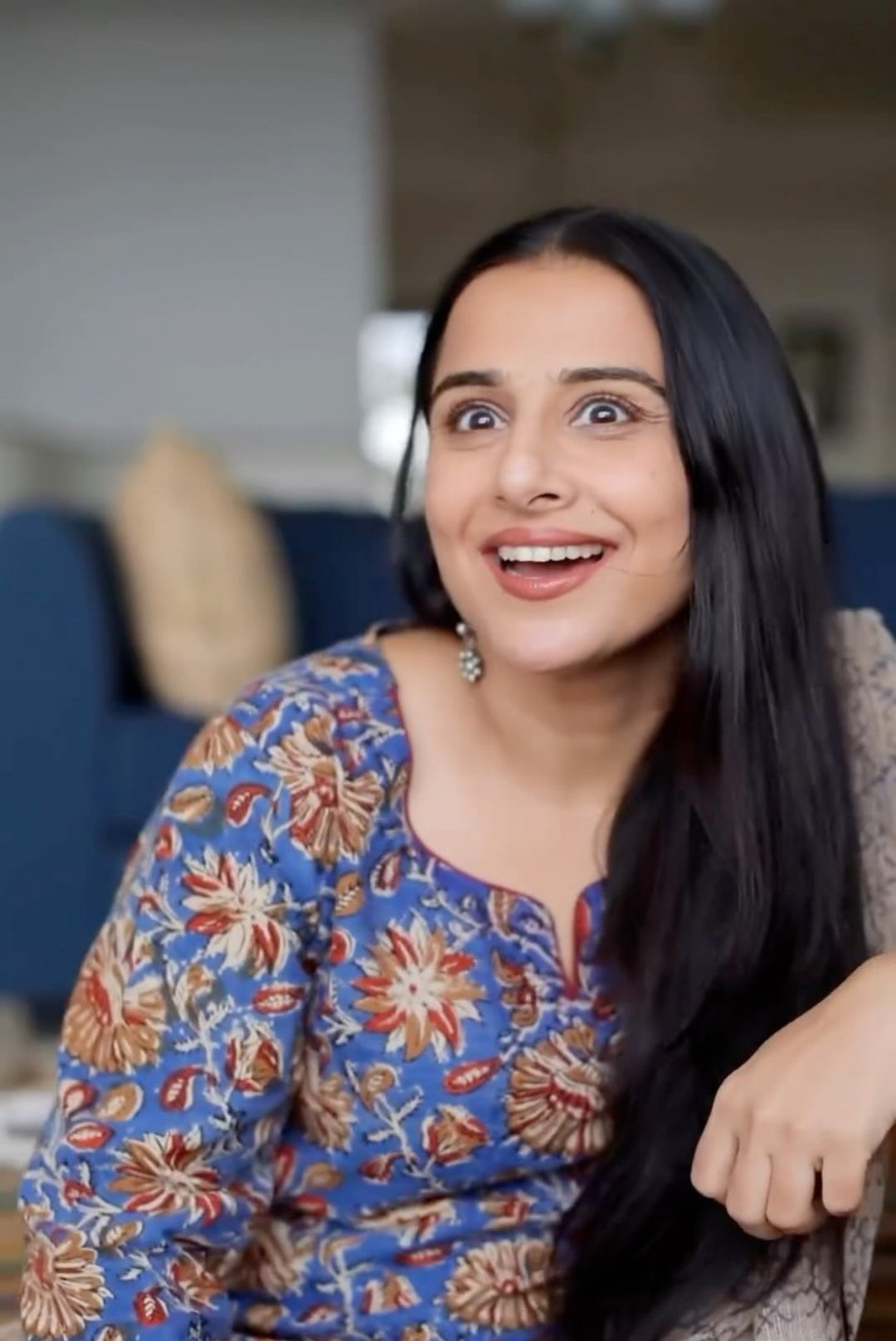 Blue Red Kalamkari Suit Set