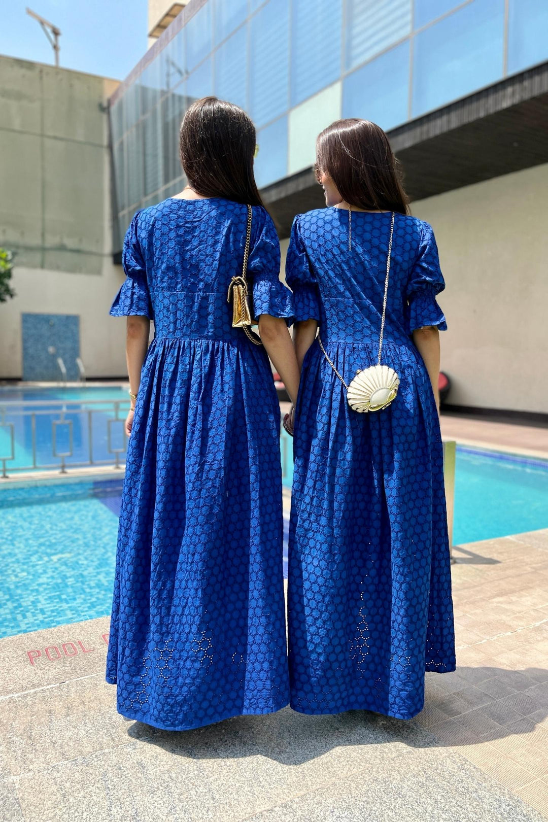 Ink Blue Schiffli Cotton Dress DIMPLE DESIGN STUDIO Ink Blue Schiffli Cotton Dress DIMPLE DESIGN STUDIO