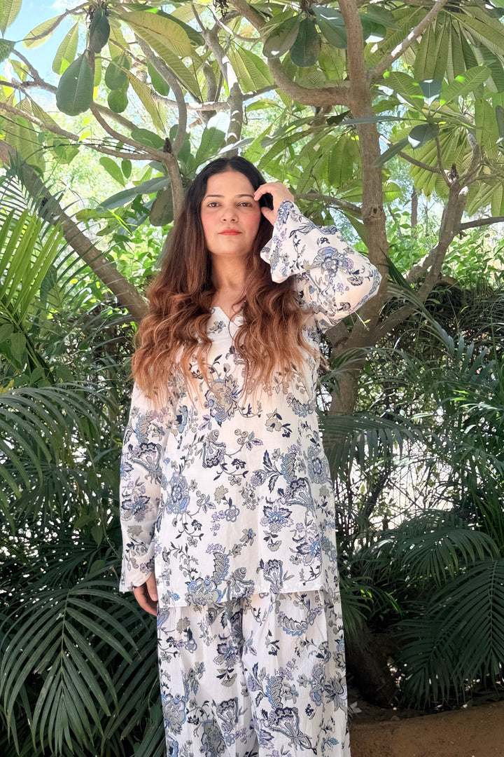 White Printed Farshi Salwar Set