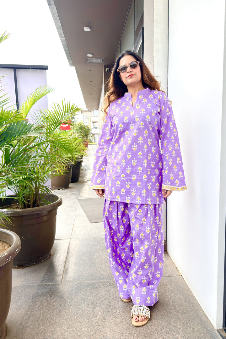 Purple Printed Farshi Salwar Set
