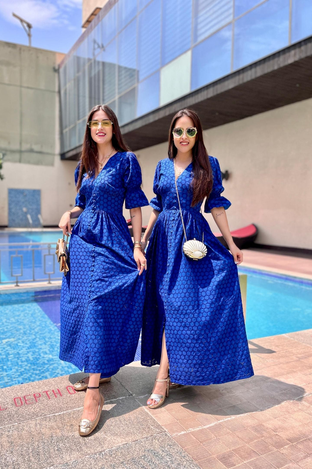 Ink Blue Schiffli Cotton Dress DIMPLE DESIGN STUDIO Ink Blue Schiffli Cotton Dress DIMPLE DESIGN STUDIO