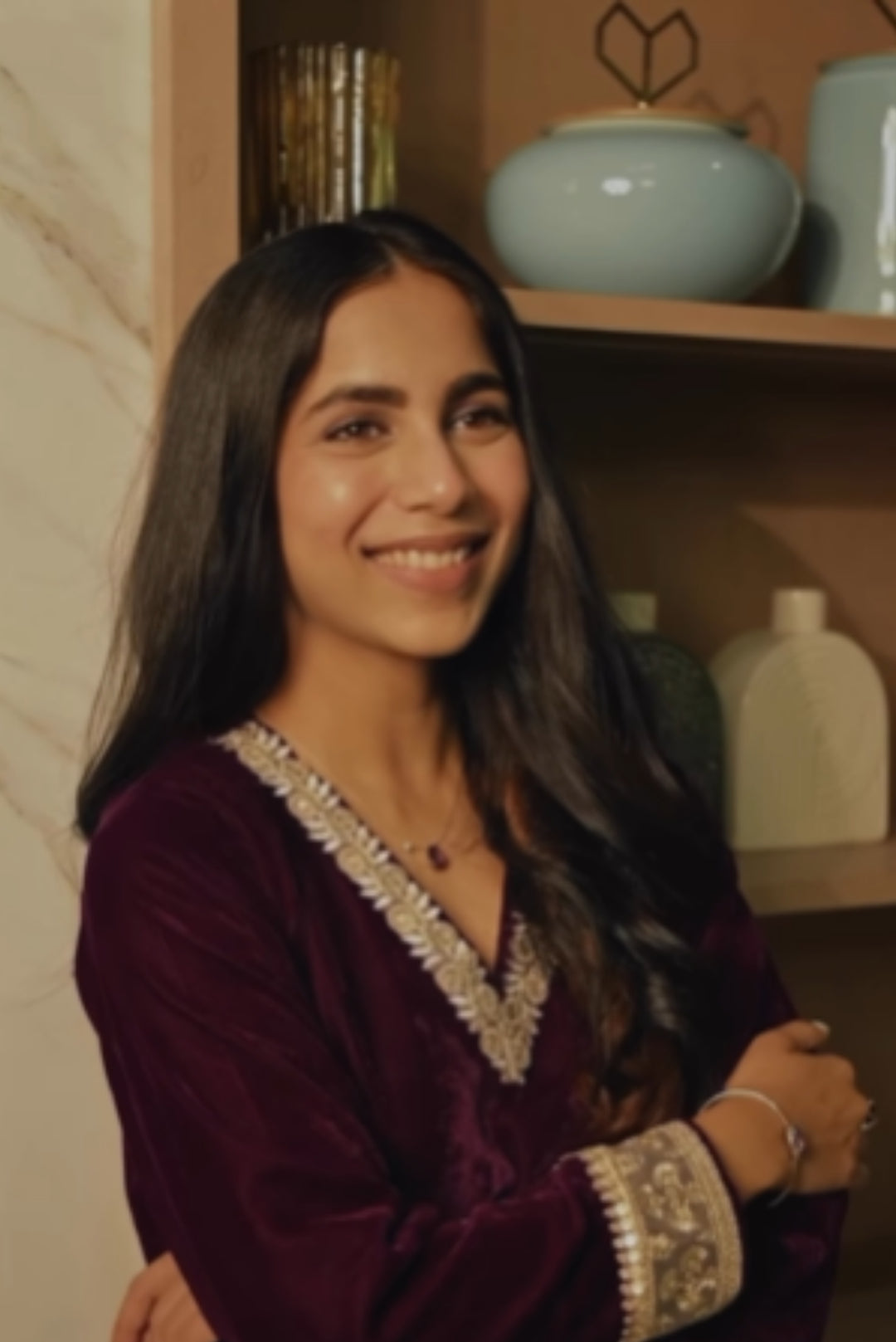 Wine Gold Velvet Suit Set