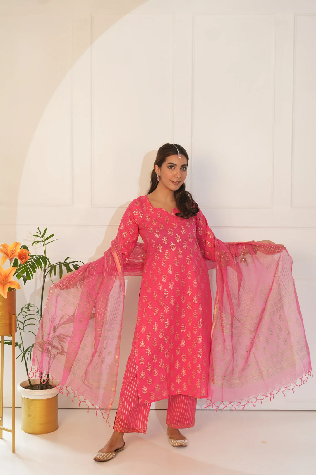 Unstitched - Raya Pink Cotton Suit Set