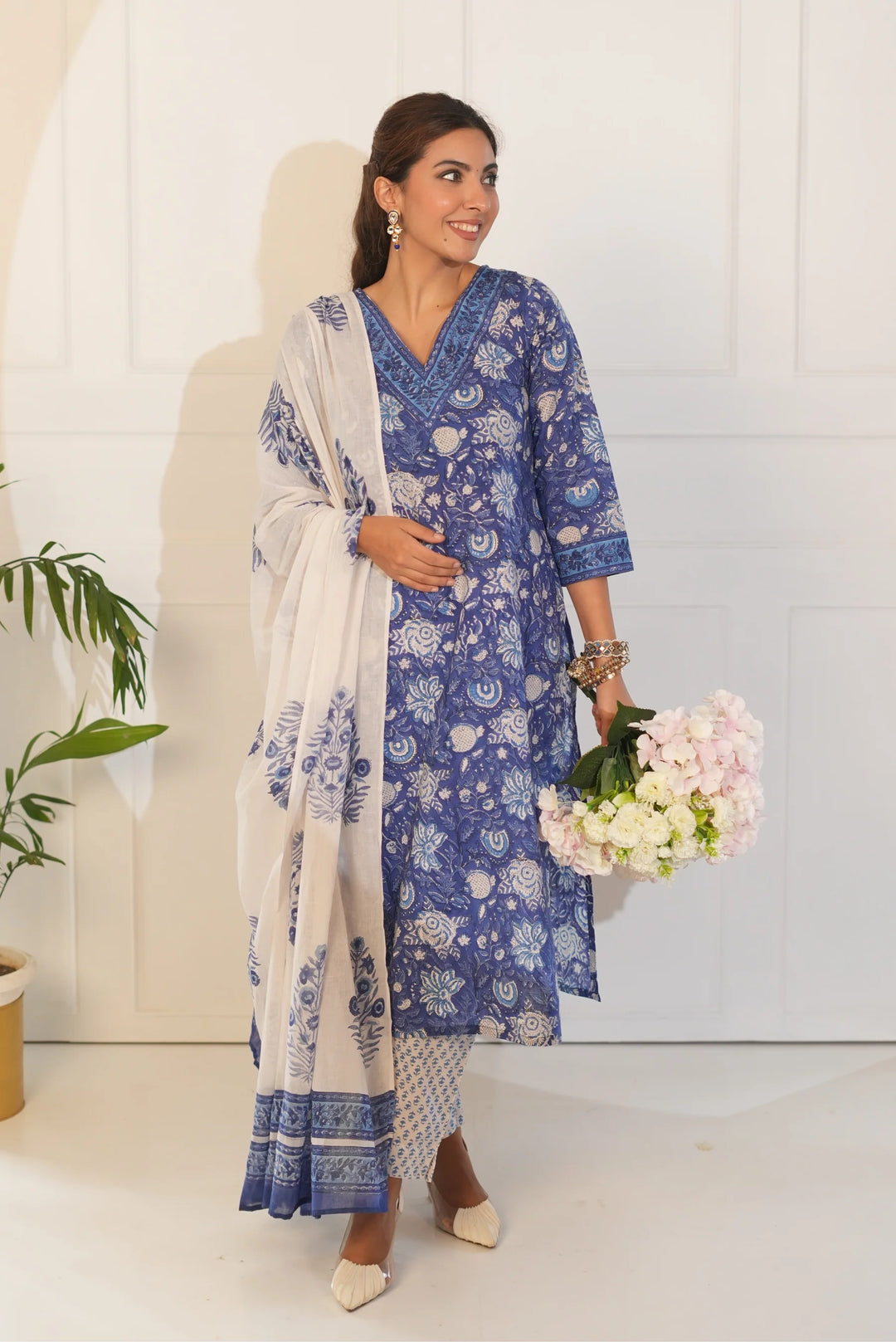 Unstitched - Bhavya Blue Cotton Suit Set