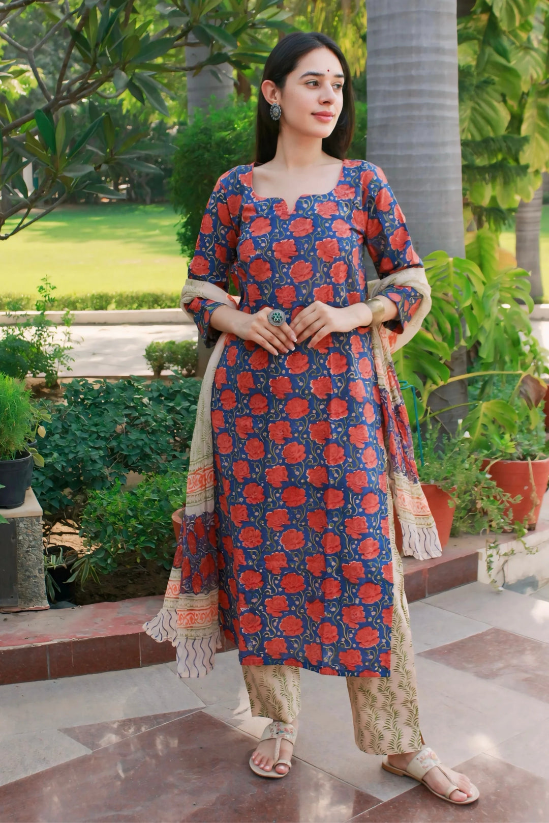 Unstitched - Rose Cotton Suit Set