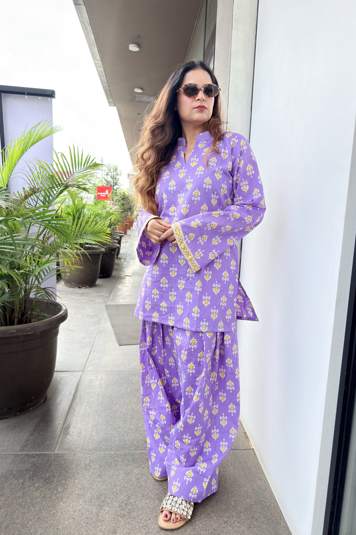 Purple Printed Farshi Salwar Set