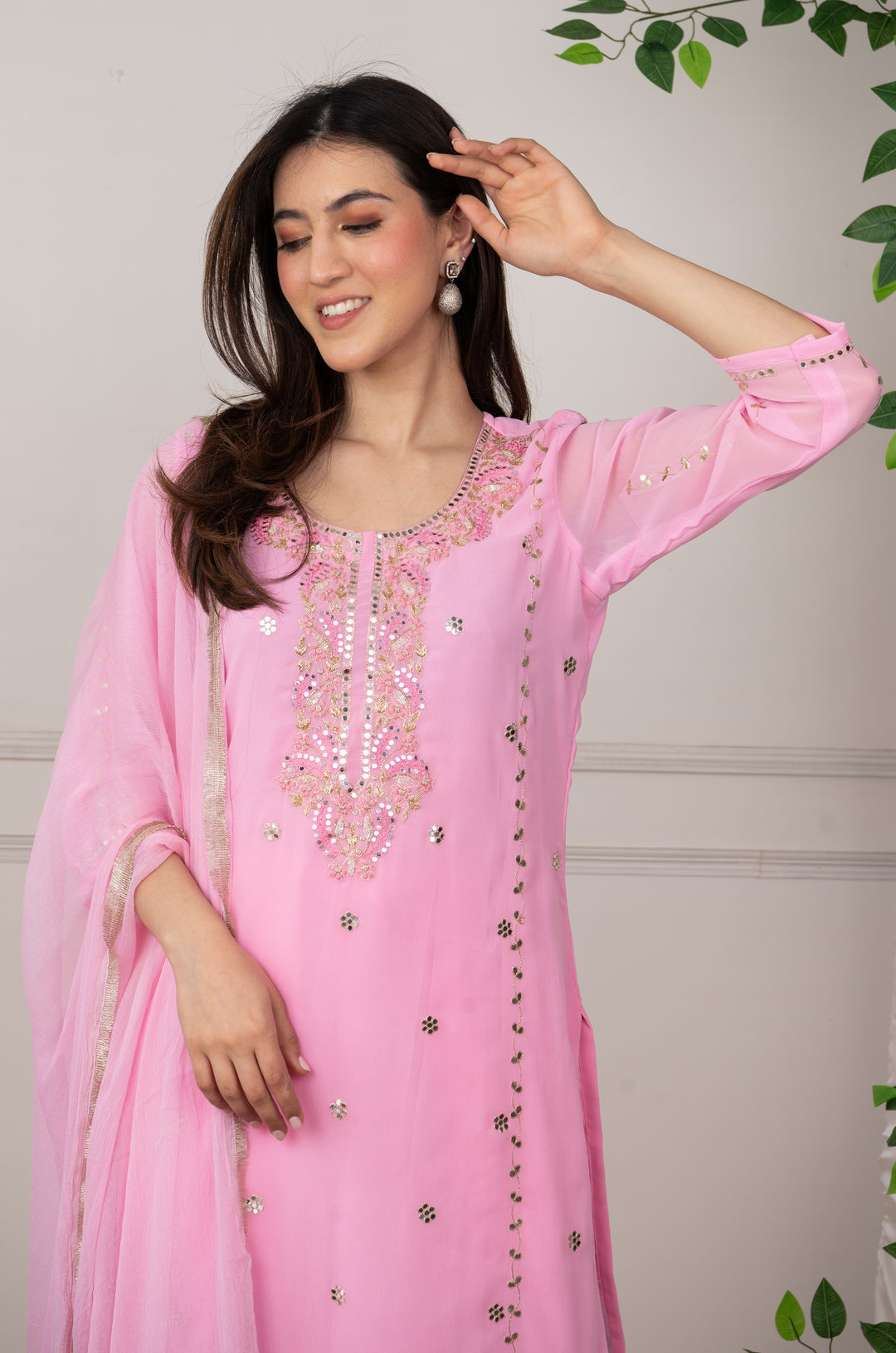 Light Pink Gota Aari Suit Set