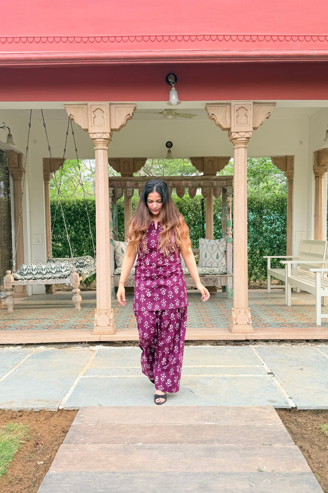 Farshi Wine Ikkat Set