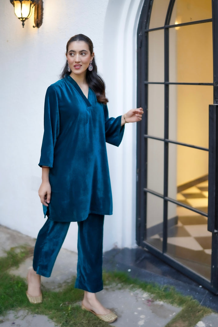 Teal Velvet Co-ord Set