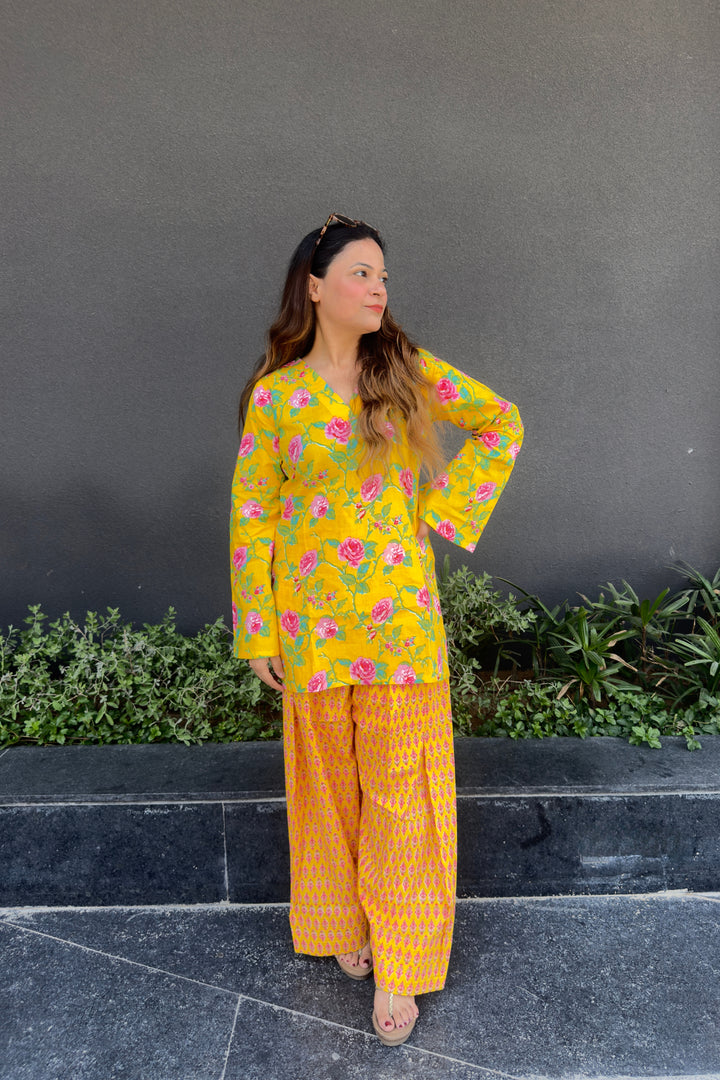 Yellow Printed Farshi Salwar Set