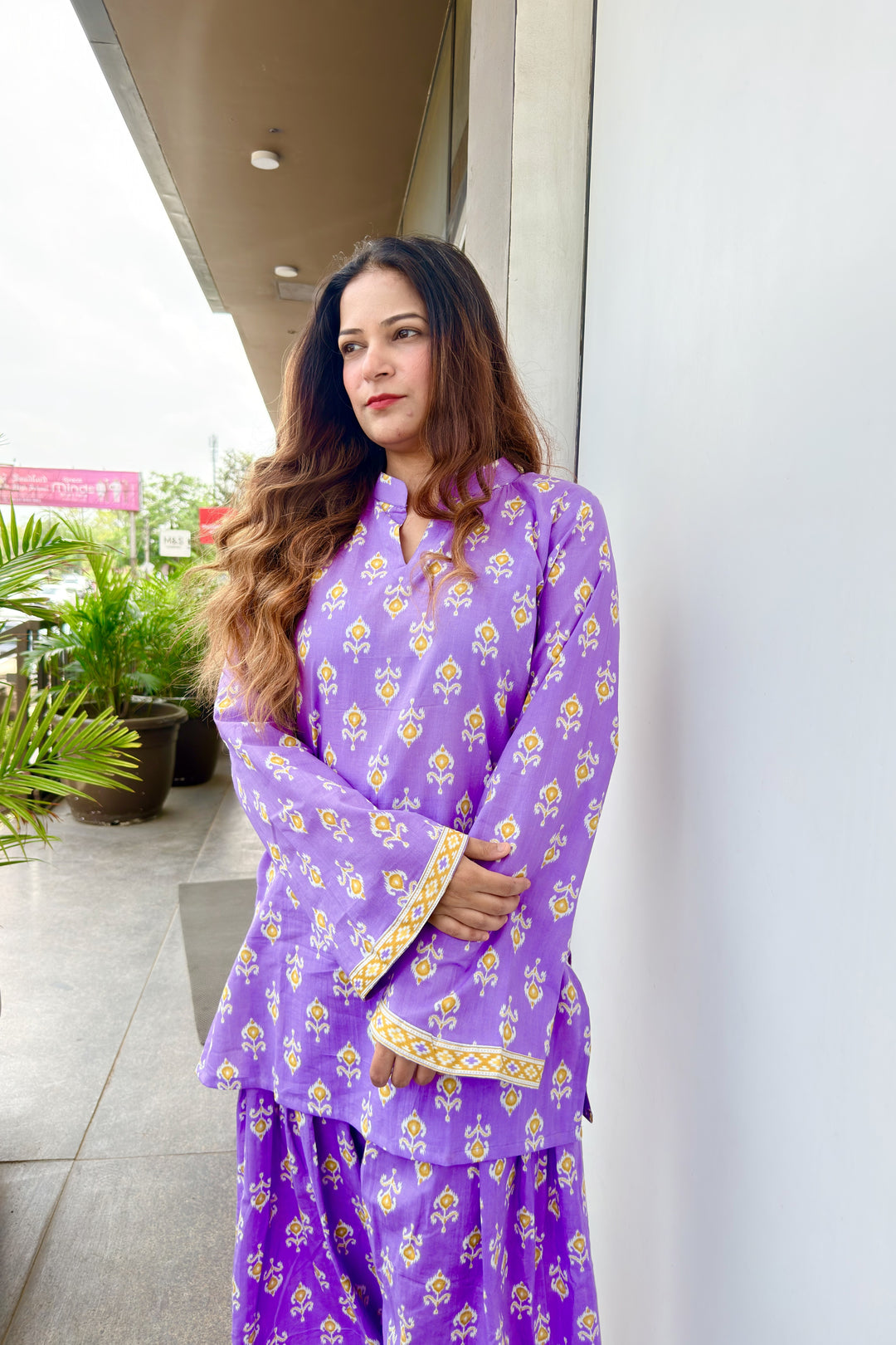 Purple Printed Farshi Salwar Set