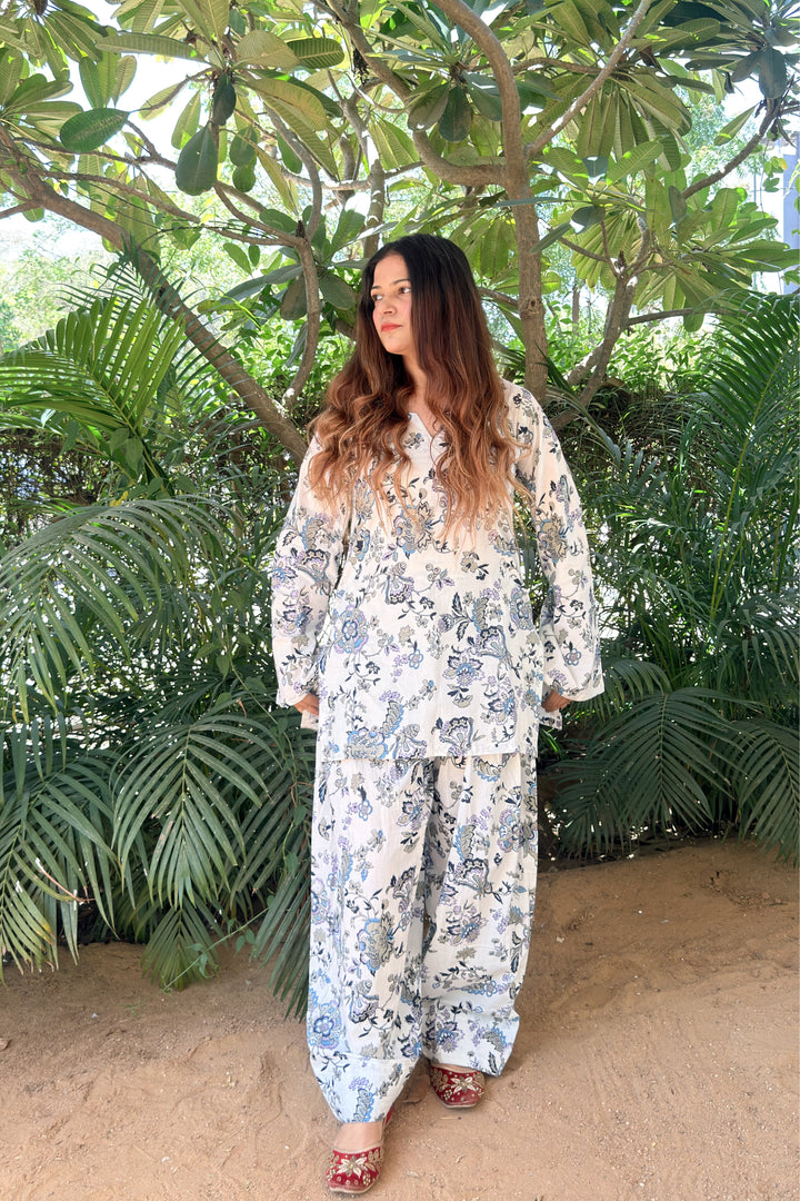 White Printed Farshi Salwar Set