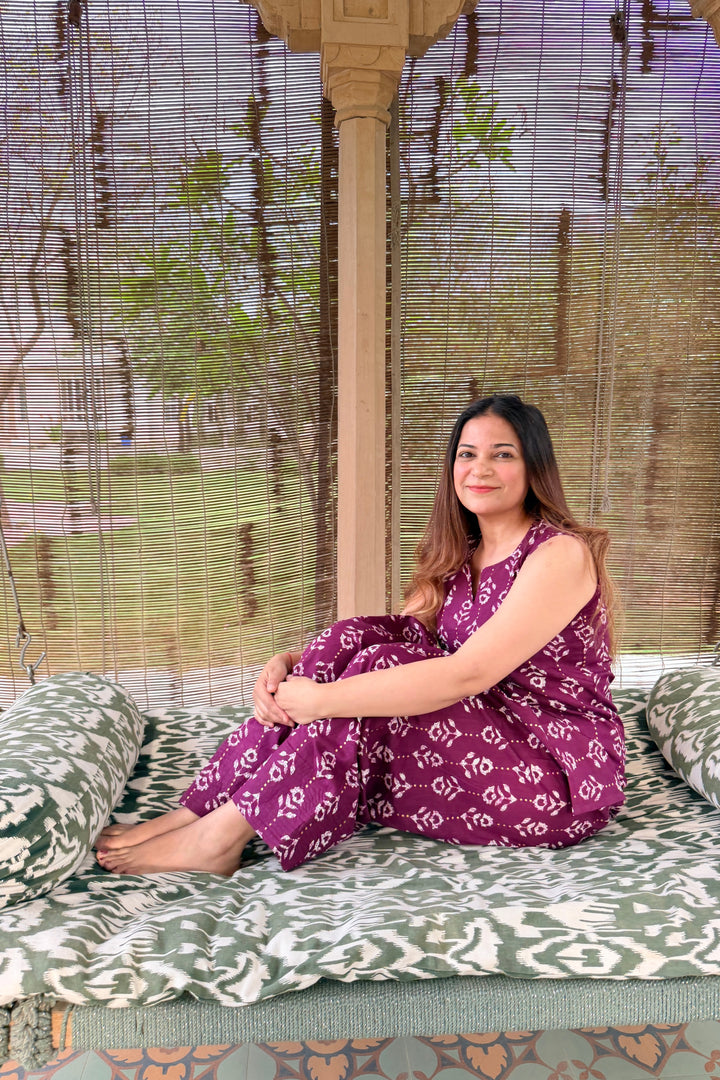 Farshi Wine Ikkat Set