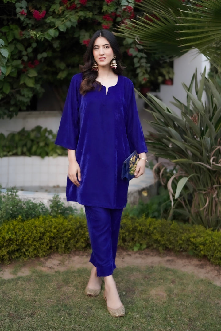Royal Blue Velvet Co-ord Set