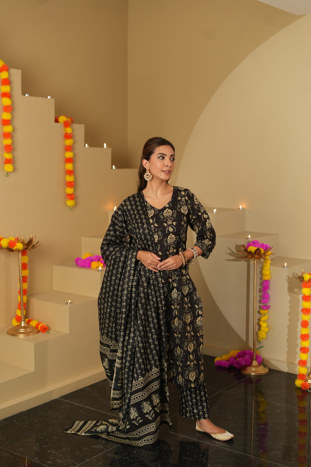 Tripti Black Cotton Suit Set