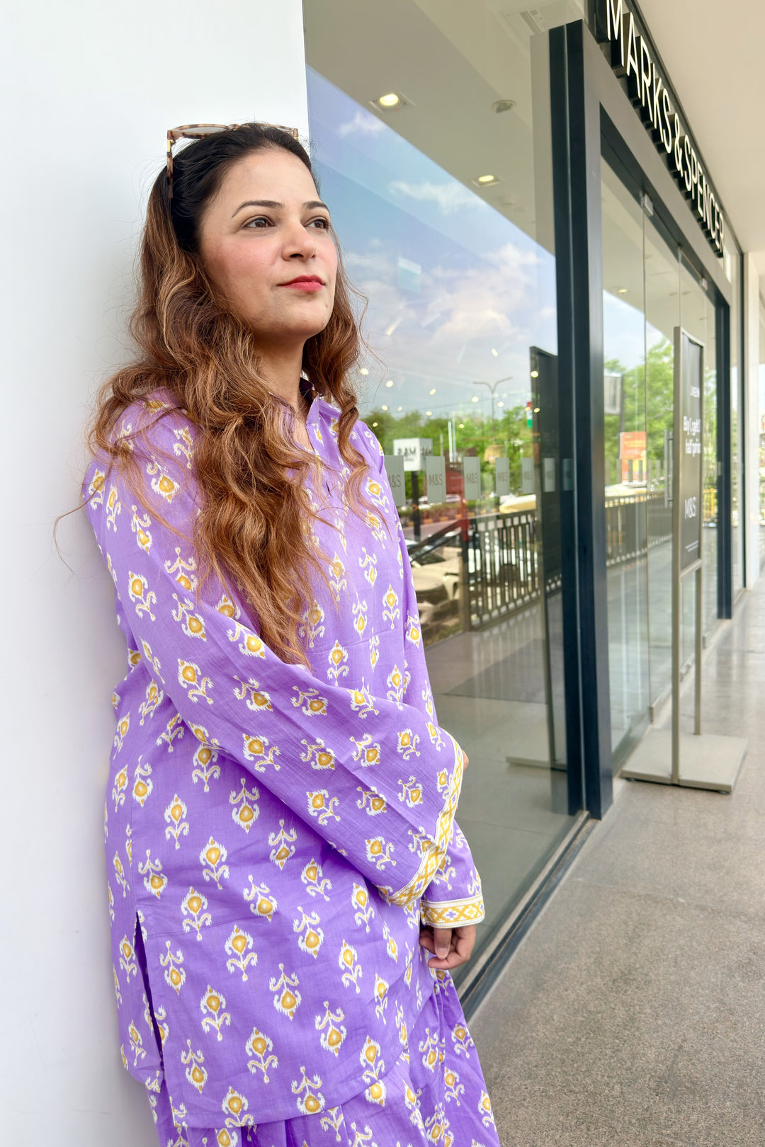 Purple Printed Farshi Salwar Set