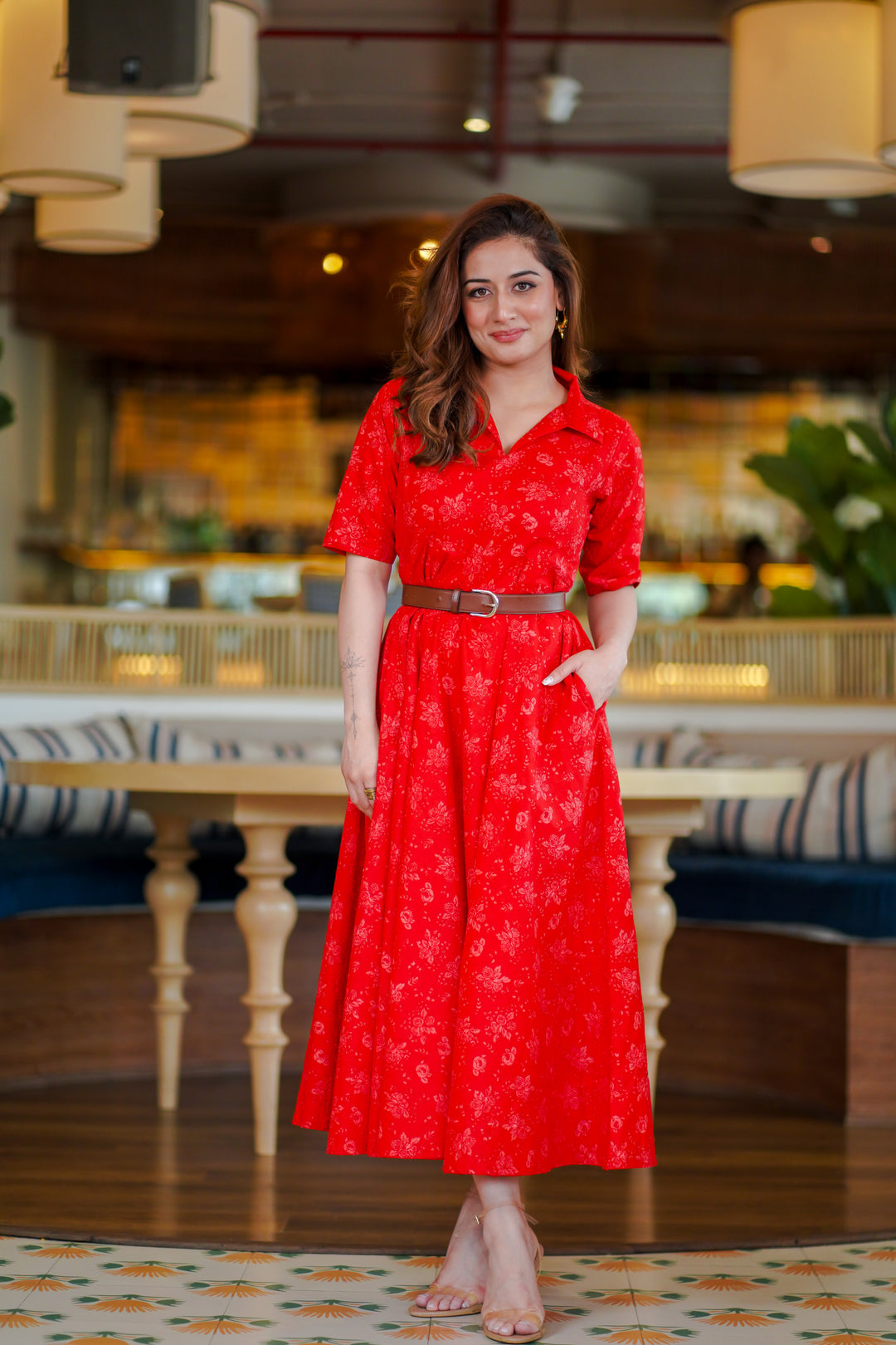 Red Rose Cotton Shirt Dress DIMPLE DESIGN STUDIO Red Rose Cotton Shirt Dress DIMPLE DESIGN STUDIO