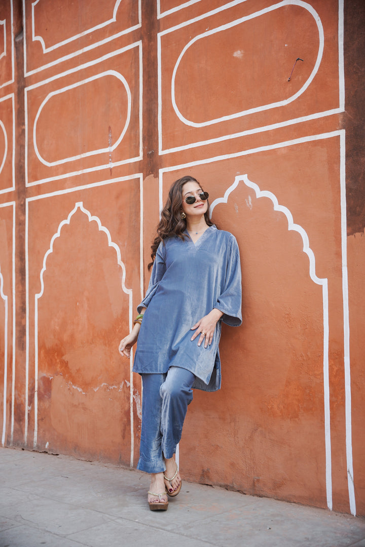 Grey Velvet Co-ord Set