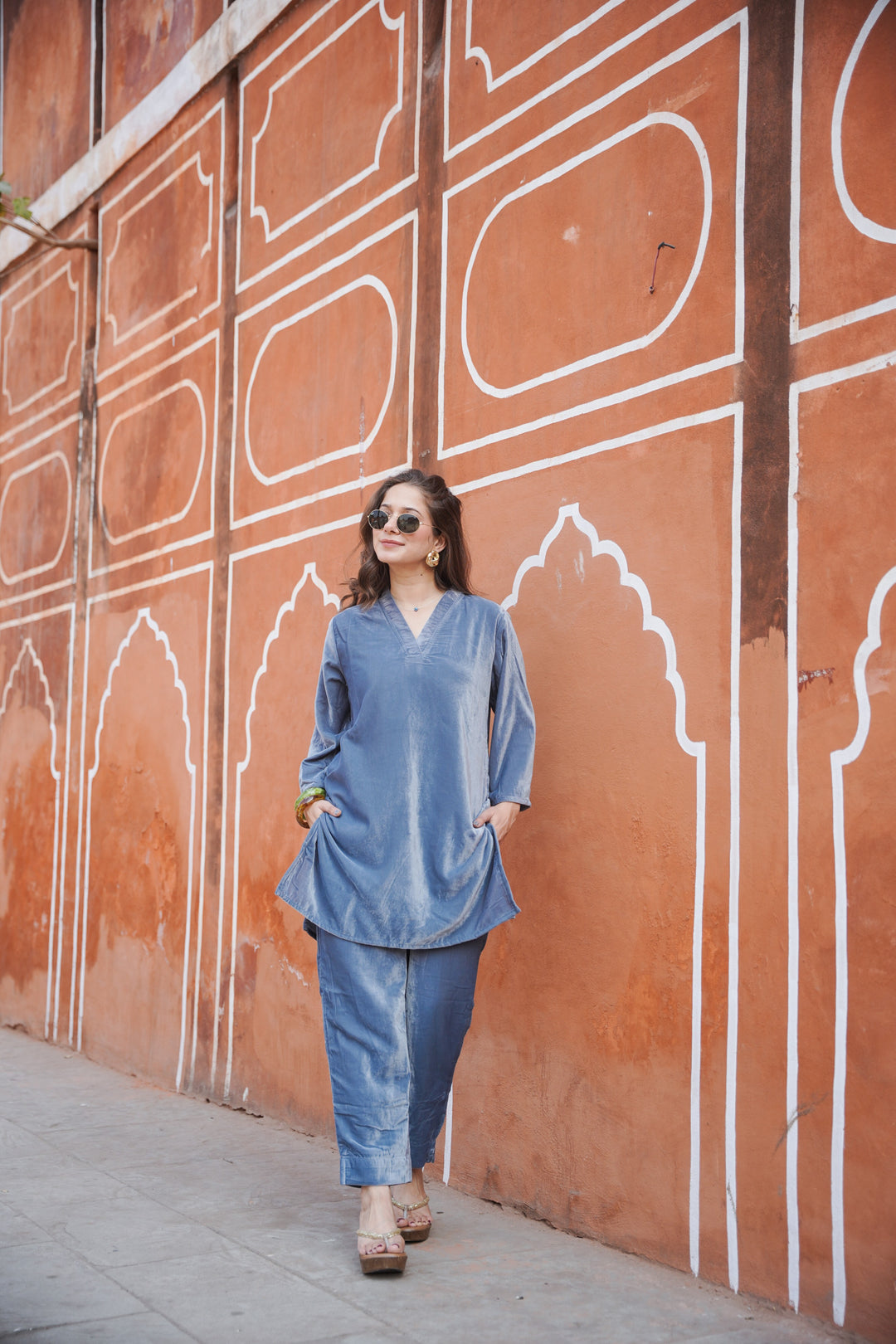 Grey Velvet Co-ord Set