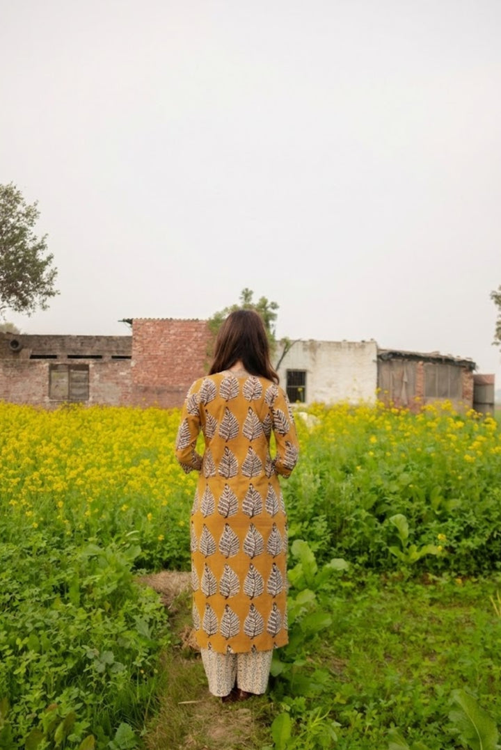 Mustard Handblock Suit Set