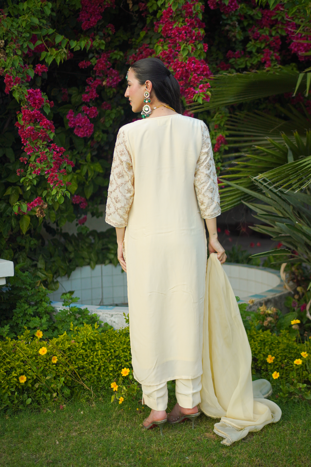 Sona Yellow Crepe Zardozi Set