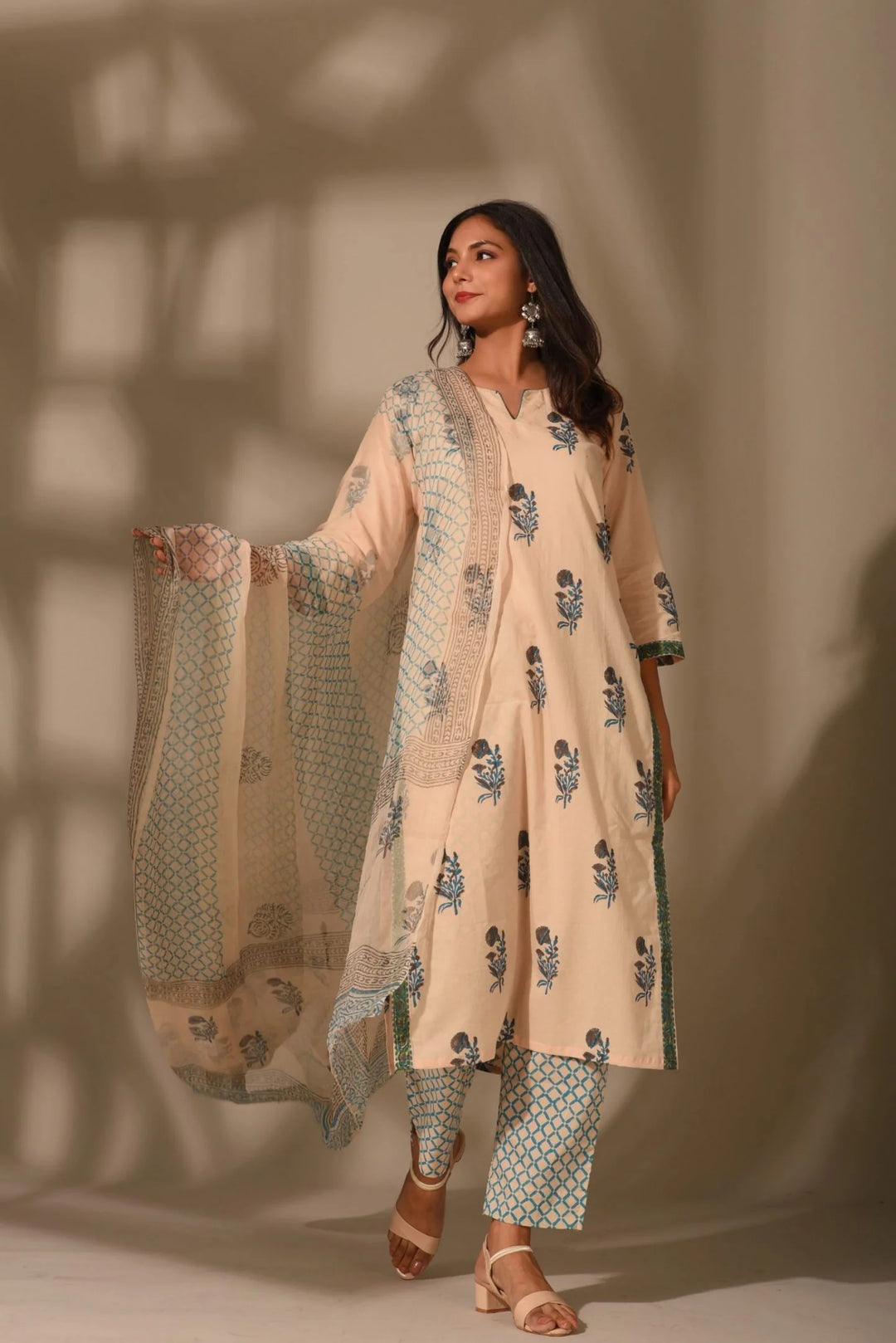 Unstitched - Turquoise Mughal Suit Set