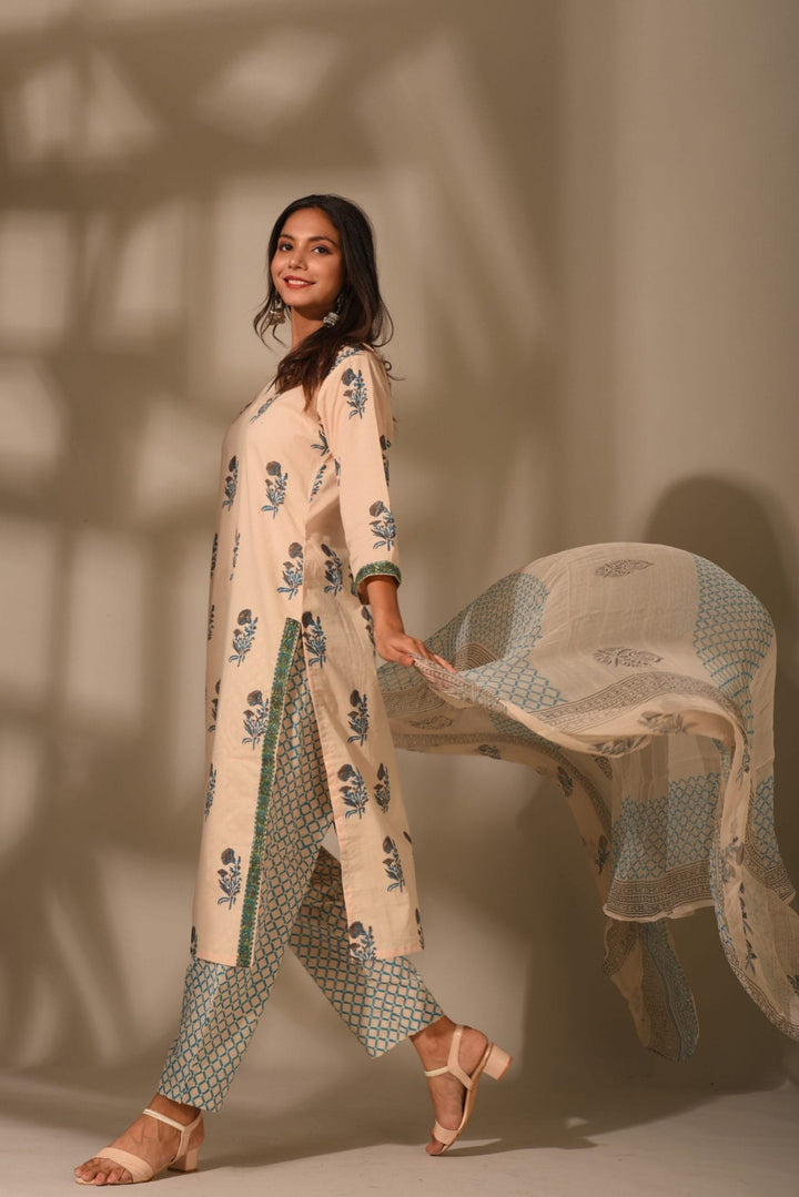 Turquoise Mughal Suit Set
