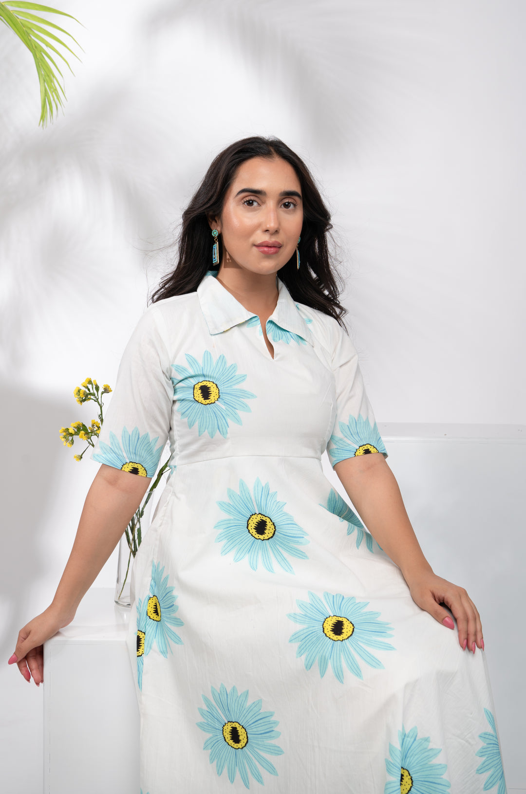 Blue Daisy Shirt Dress